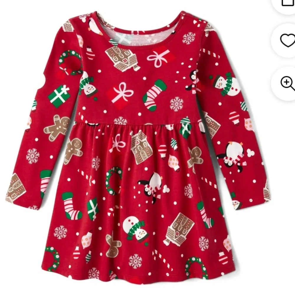 The Children’s Place Toddler Girls Christmas Print Dress Size 5T NWT